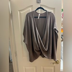 Tan drape front shirt